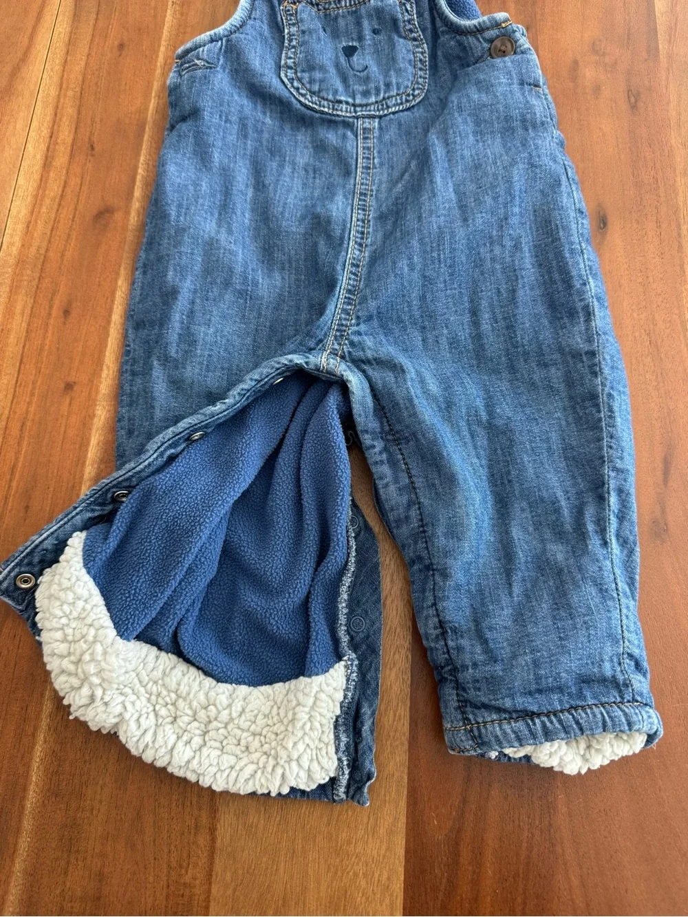 GAP Baby Blue Denim Sherpa-Lined Baby Overalls